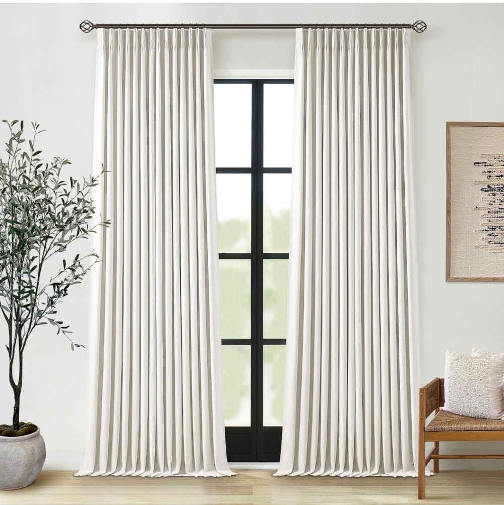 102 Inches Long Pinch Pleated Linen Blackout Farmhouse New - Picture 4 of 11